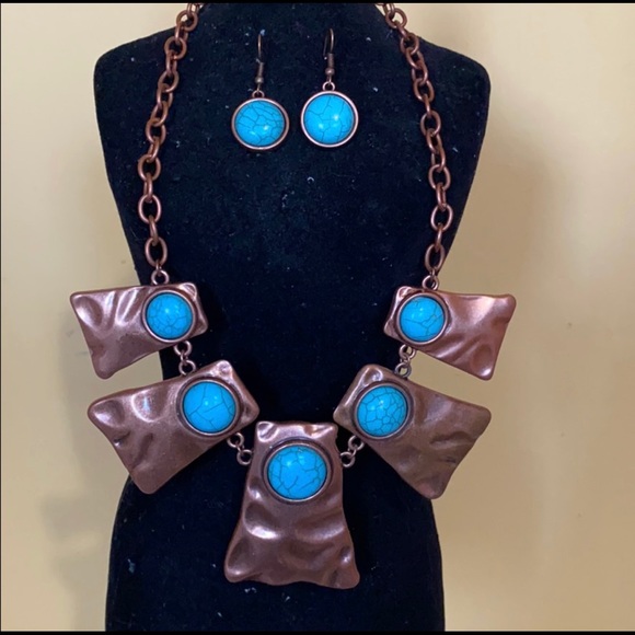 Turquoise Fashion Jewelry Set OS NWOT - Picture 2 of 2